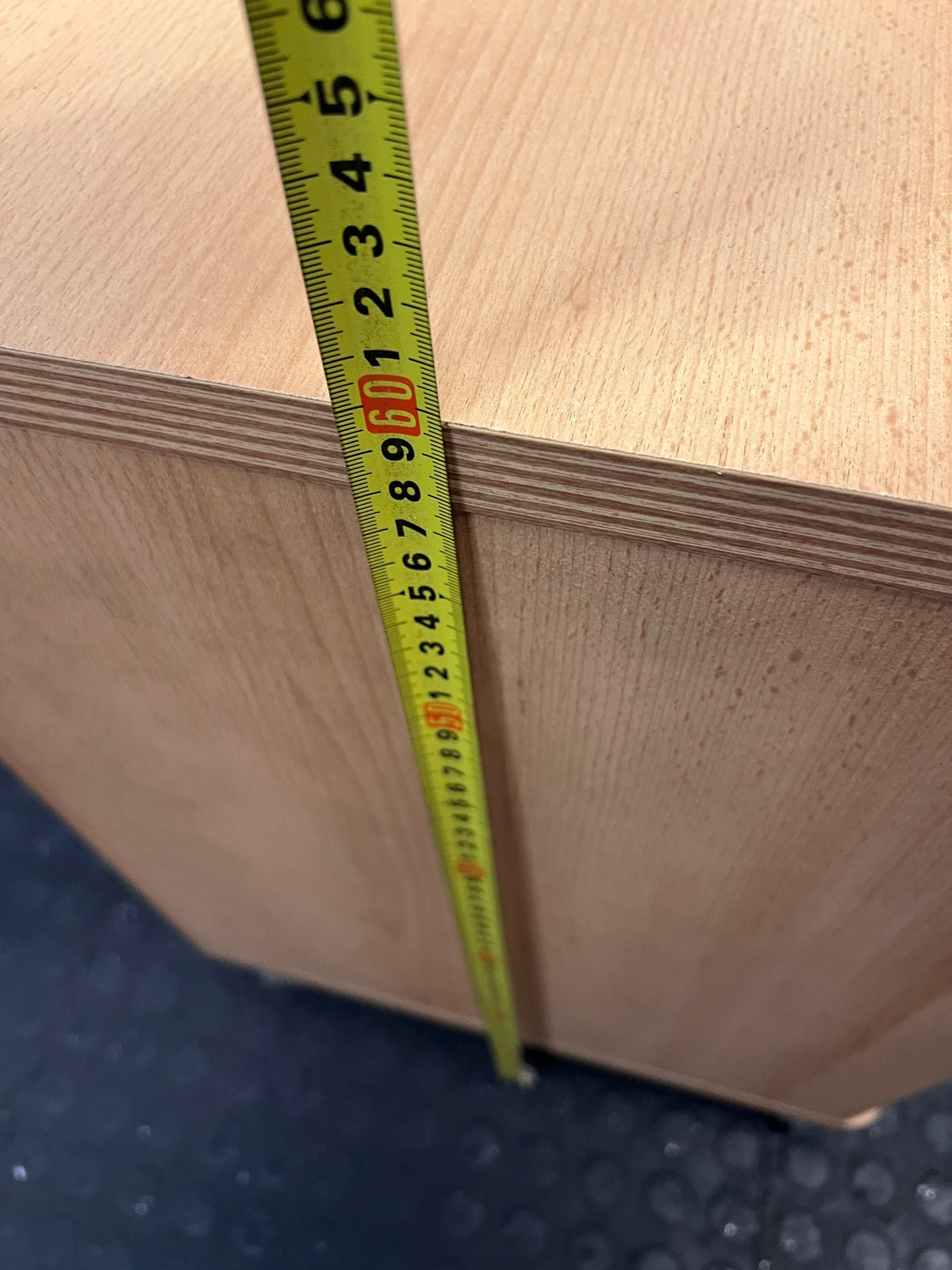 Mobile Light Wood Pedestal with Drawer and Cubby – height measurement