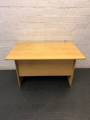 Light Wood-Finish Office Desk with Two Drawers – back view