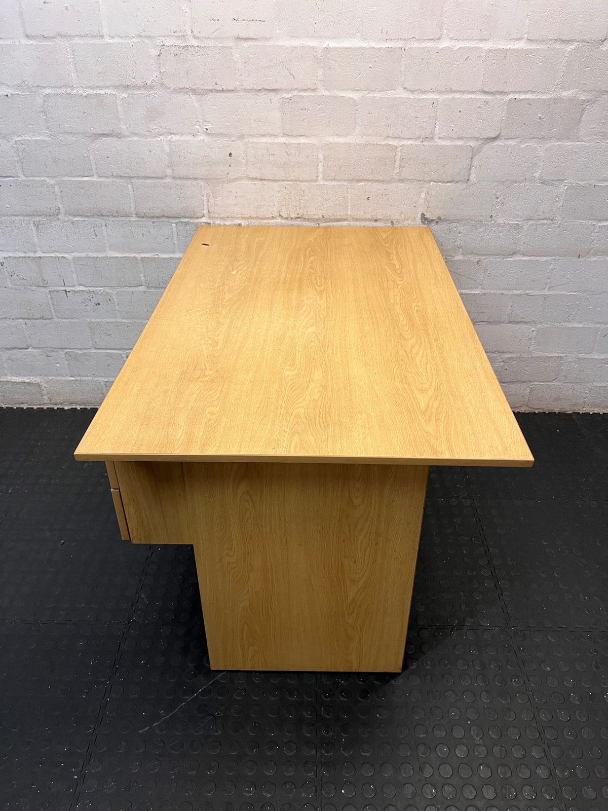 Light Wood-Finish Office Desk with Two Drawers – condition detail