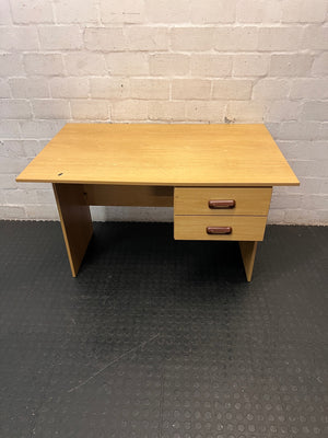 Light Wood-Finish Office Desk with Two Drawers – main front view