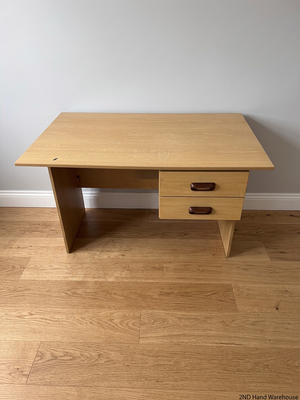 Light Wood-Finish Office Desk with Two Drawers – styled product image