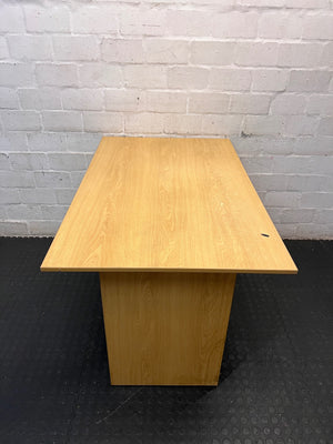 Light Wood-Finish Office Desk with Two Drawers – top view