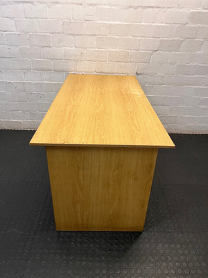 Oak-Finish Rectangular Office Desk — Minor Surface Marks – back view