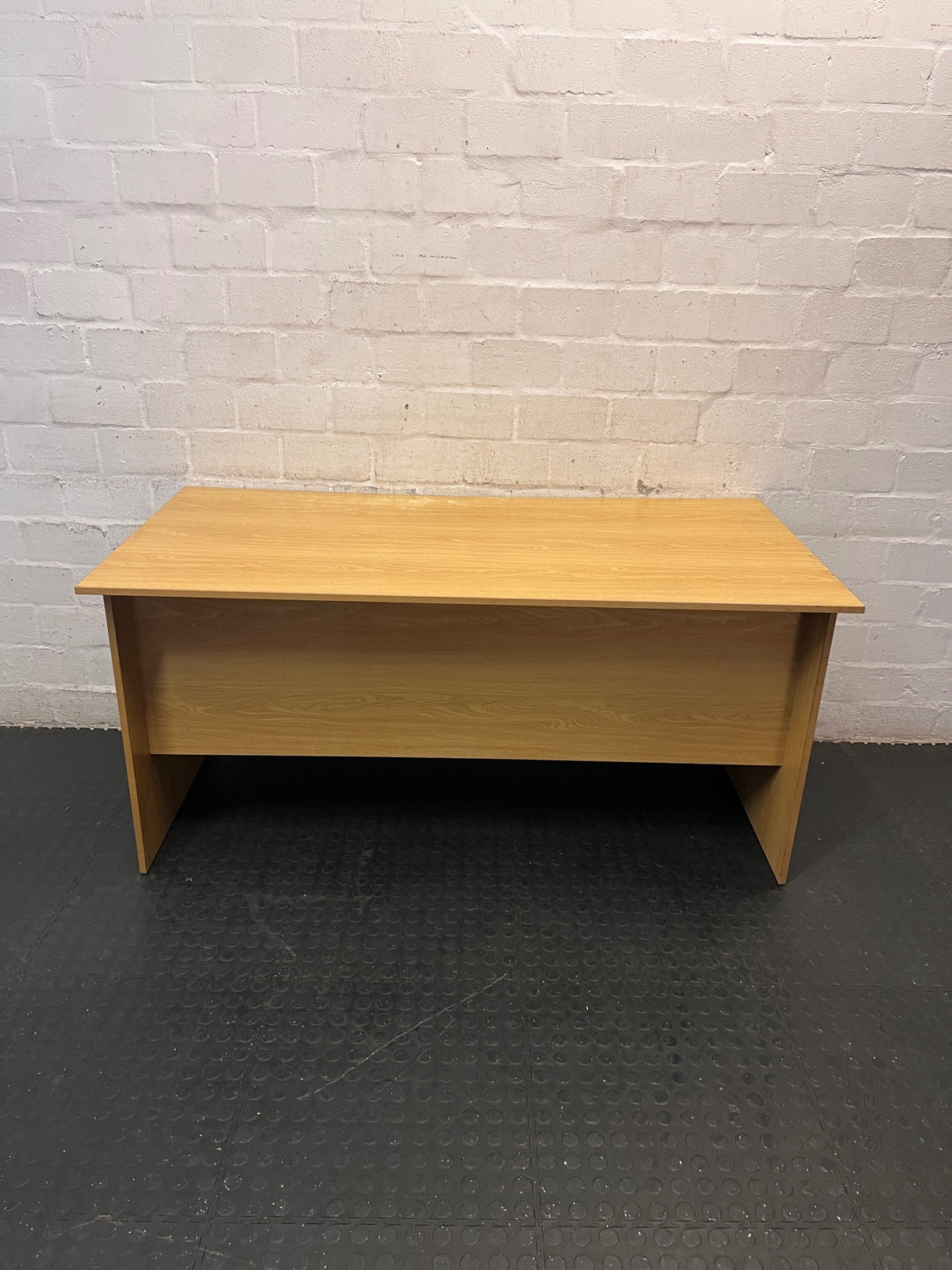 Oak-Finish Rectangular Office Desk — Minor Surface Marks – condition detail