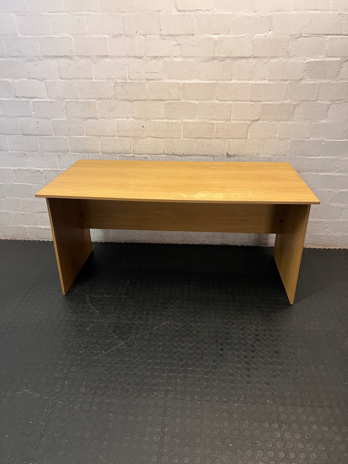Oak-Finish Rectangular Office Desk — Minor Surface Marks – top view