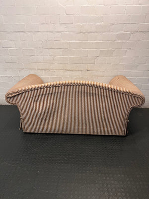 Striped Upholstered 2 Seater Couch with Rolled Arms – back view