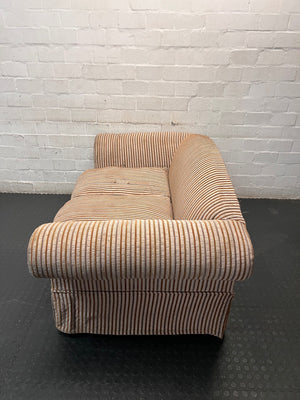 Striped Upholstered 2 Seater Couch with Rolled Arms – side view