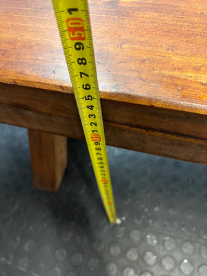 Rustic Wooden Bench with X-Frame Legs – height measurement