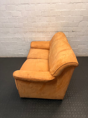 Orange Suede-Style 2 Seater Couch – side view
