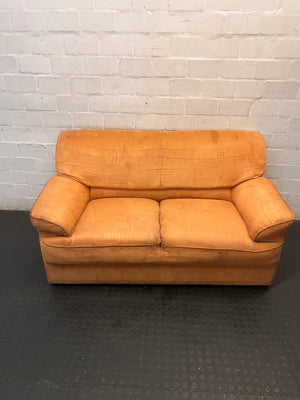 Orange Suede-Style 2 Seater Couch – top view