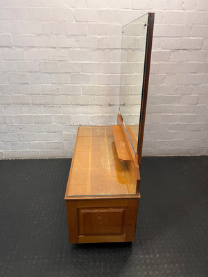Japanese Oak Dressing Table with Large Mirror — Good Condition with Glass Top – condition detail