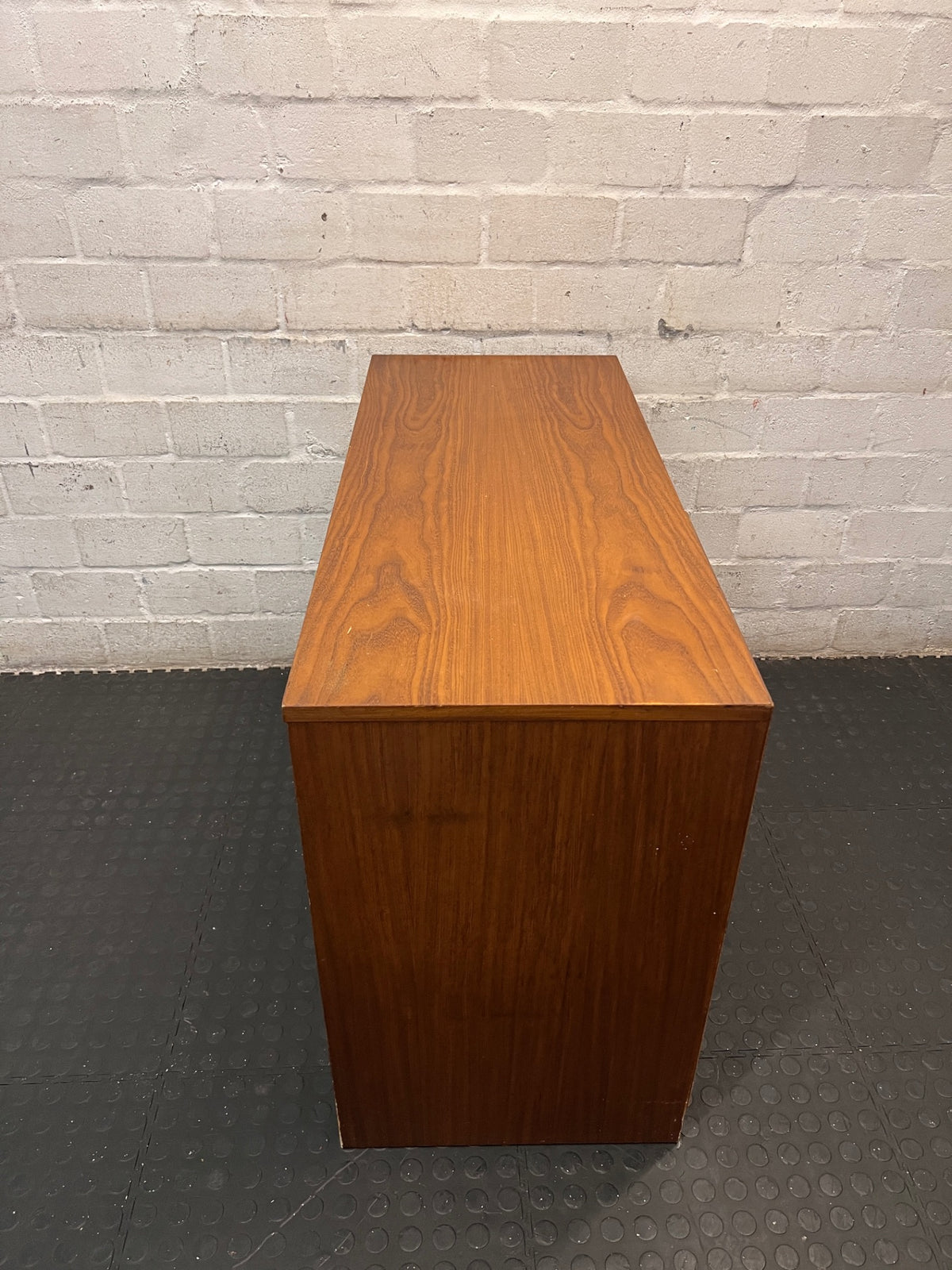 Wooden Office Desk with 4 Drawers — Chipped Veneer and Surface Wear – condition detail