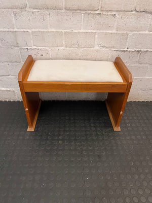 Wooden Dressing Stool with Striped Upholstered Seat – condition detail