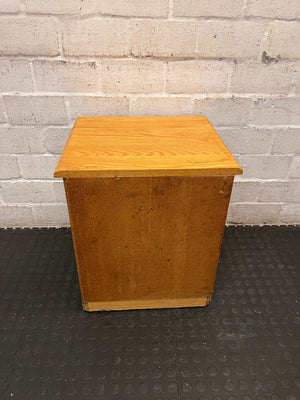 Light Brown Wooden Bedside Pedestal with Drawer — Well Used Condition – back view