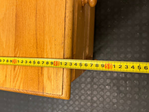 Light Brown Wooden Bedside Pedestal with Drawer — Well Used Condition – depth measurement