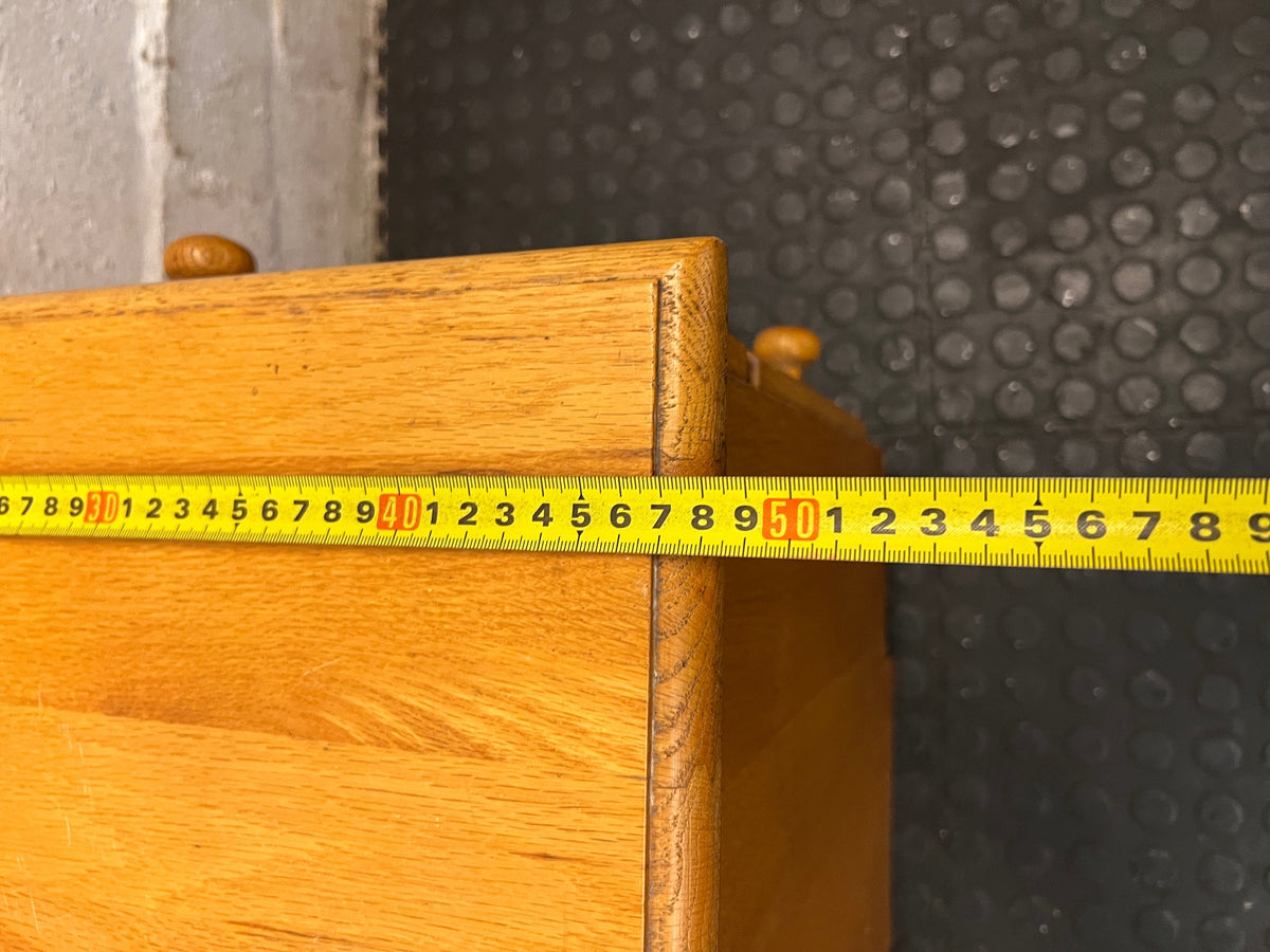 Light Brown Wooden Bedside Pedestal with Drawer — Well Used Condition – width measurement