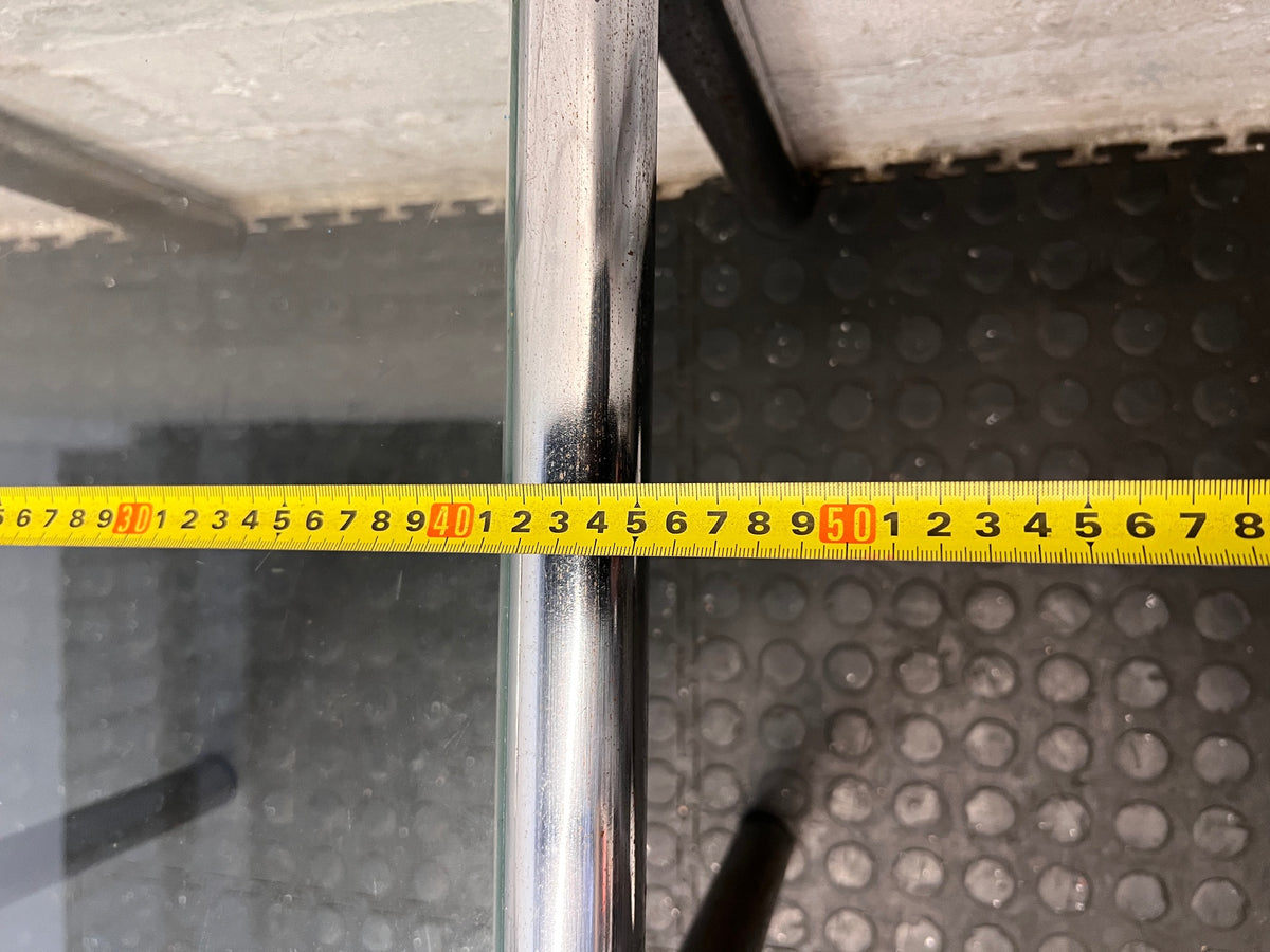Square Glass and Chrome Side Table with Metal Legs – depth measurement