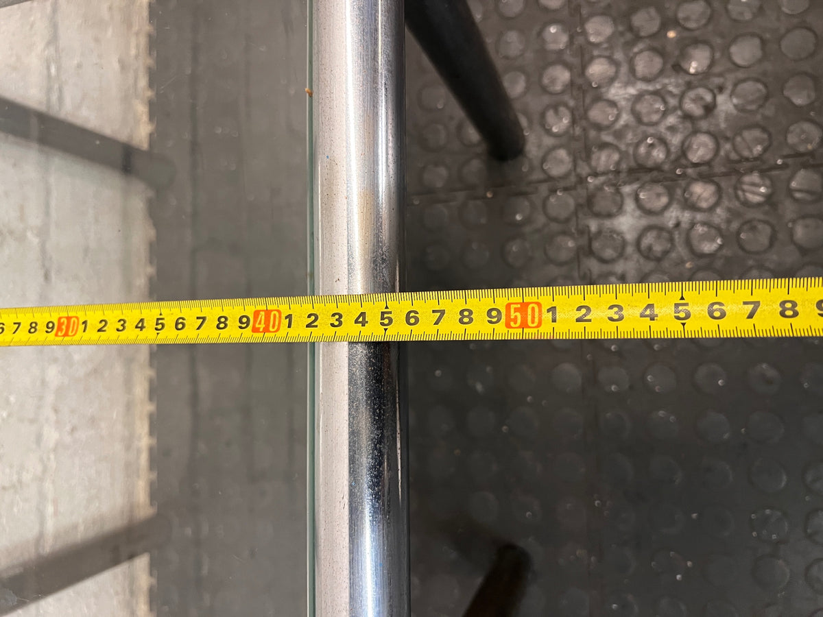 Square Glass and Chrome Side Table with Metal Legs – width measurement
