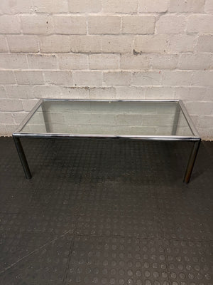 Chrome Frame Glass Coffee Table — Fair Condition With Visible Wear – condition detail