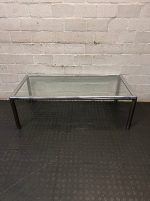 Chrome Frame Glass Coffee Table — Fair Condition With Visible Wear – main front view