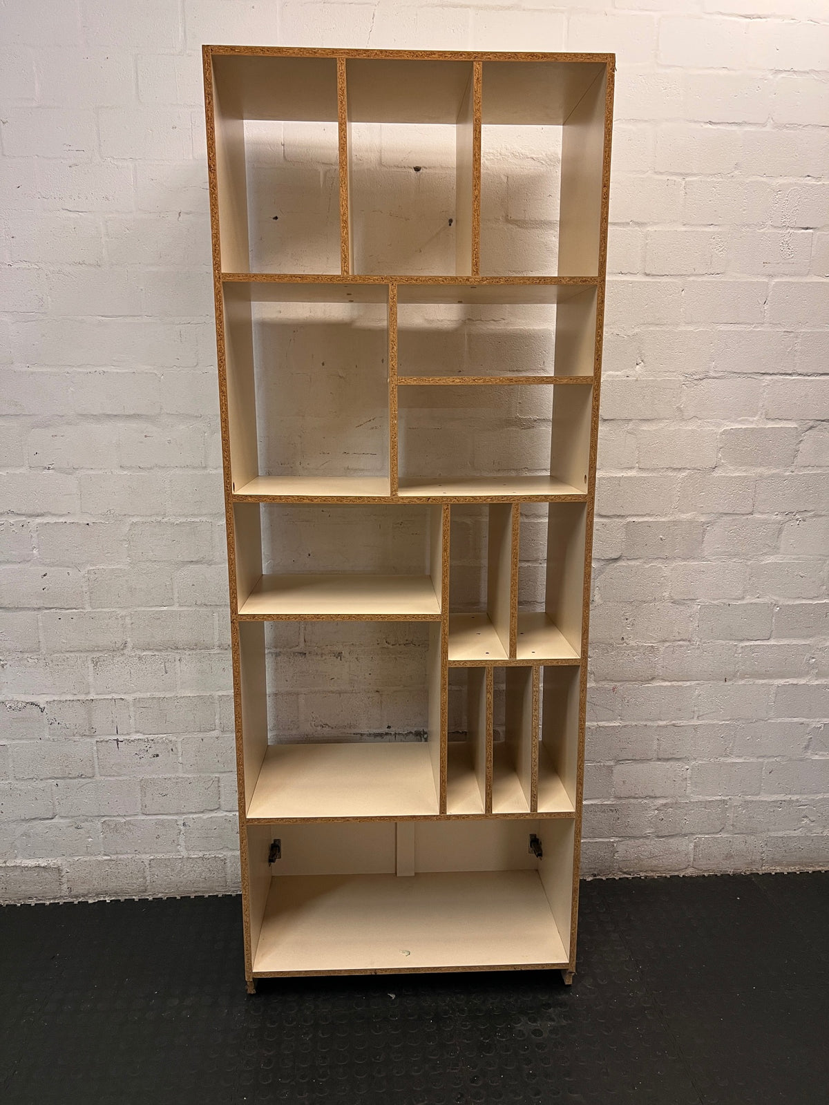 Asymmetrical Shelving Unit with Bottom Cupboard – back view