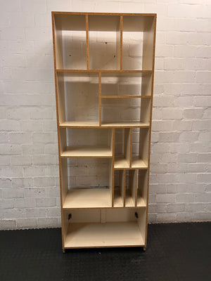 Asymmetrical Shelving Unit with Bottom Cupboard – back view