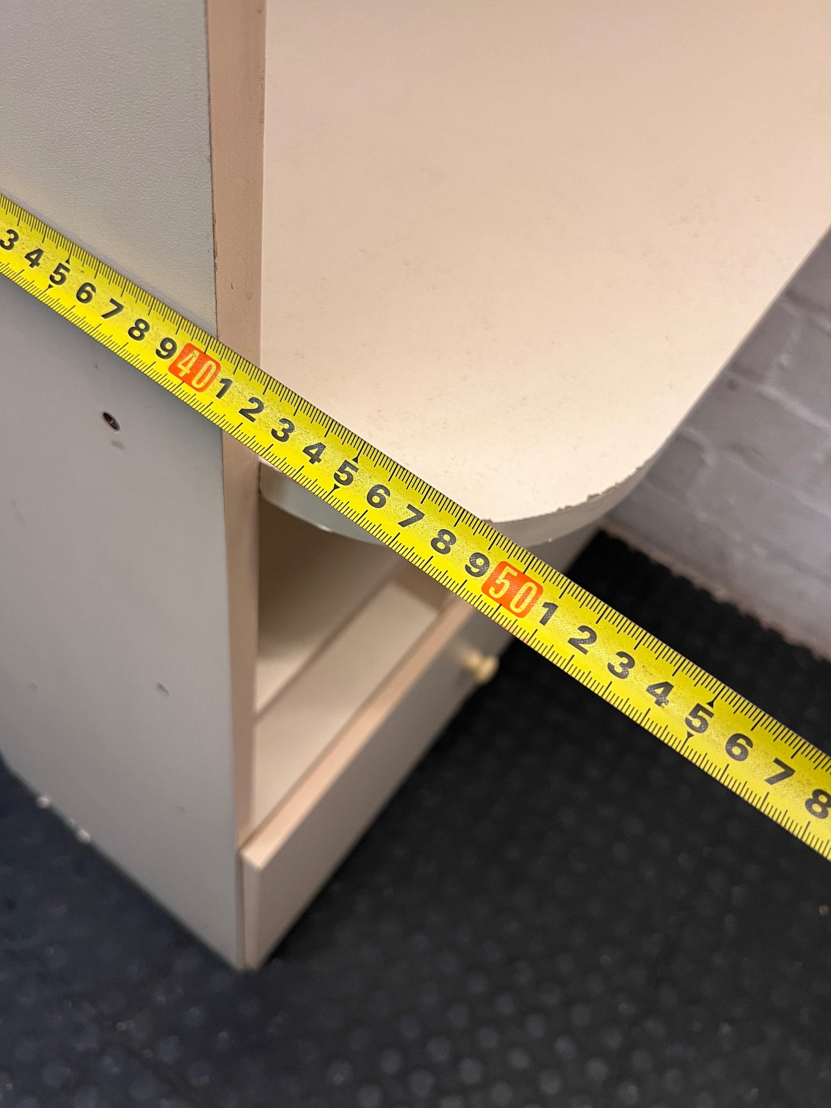 Tall Light Wood Finish Wall Unit with Cupboard – depth measurement