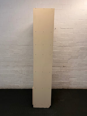Tall Asymmetrical Shelving Wall Unit with Bottom Cupboard — Fair Used Condition – condition detail