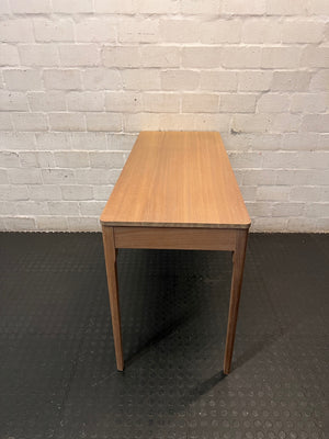 James Mudge Iroko Wood Writing Desk with Drawer — Great Condition Designer Desk – condition detail