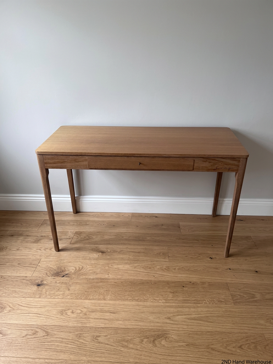 James Mudge Iroko Wood Writing Desk with Drawer — Great Condition Designer Desk – styled product image