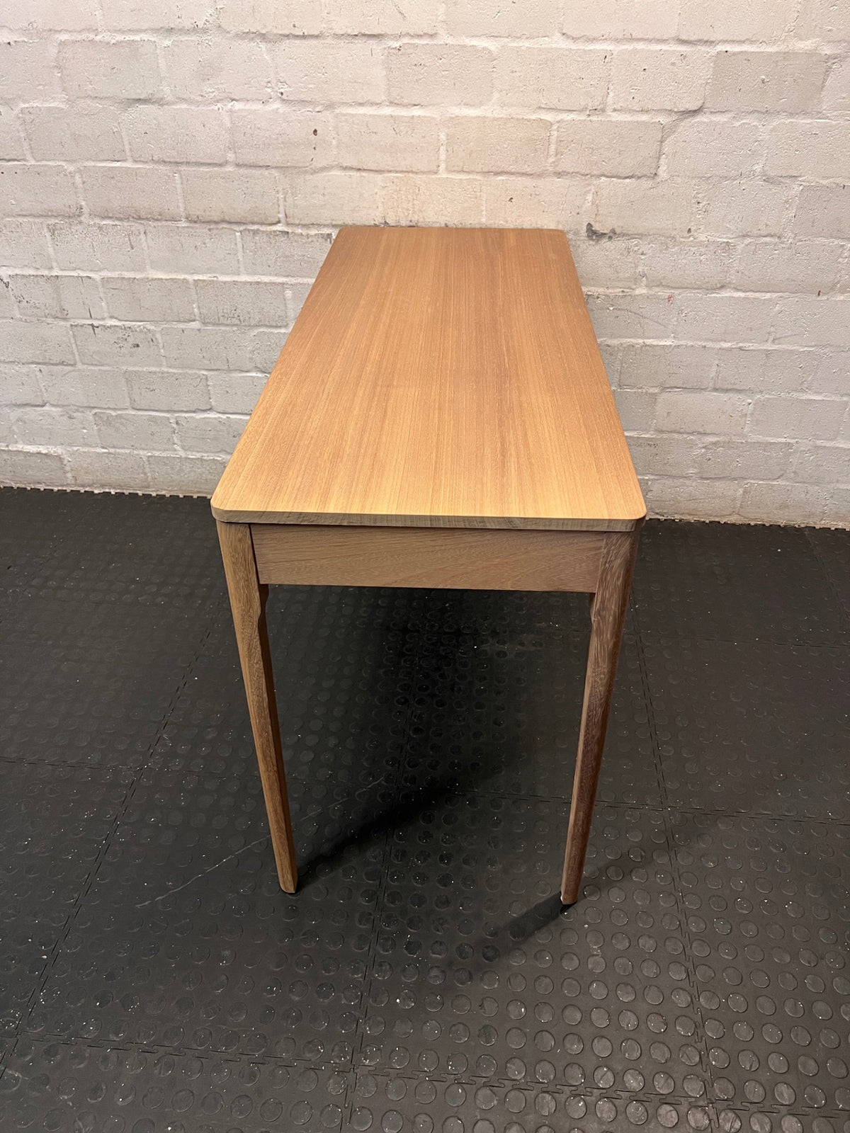 James Mudge Iroko Wood Writing Desk with Drawer — Great Condition Designer Desk – top view