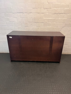 Dark Wood 6-Drawer Chest with Textured Panelling — Fair Condition – back view