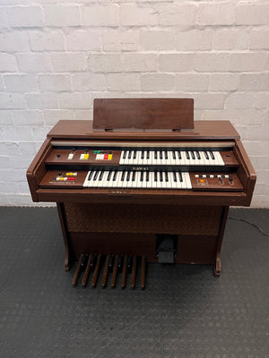Kawai Brown Electronic Organ with Foot Pedals — Non-functional Keys – side view