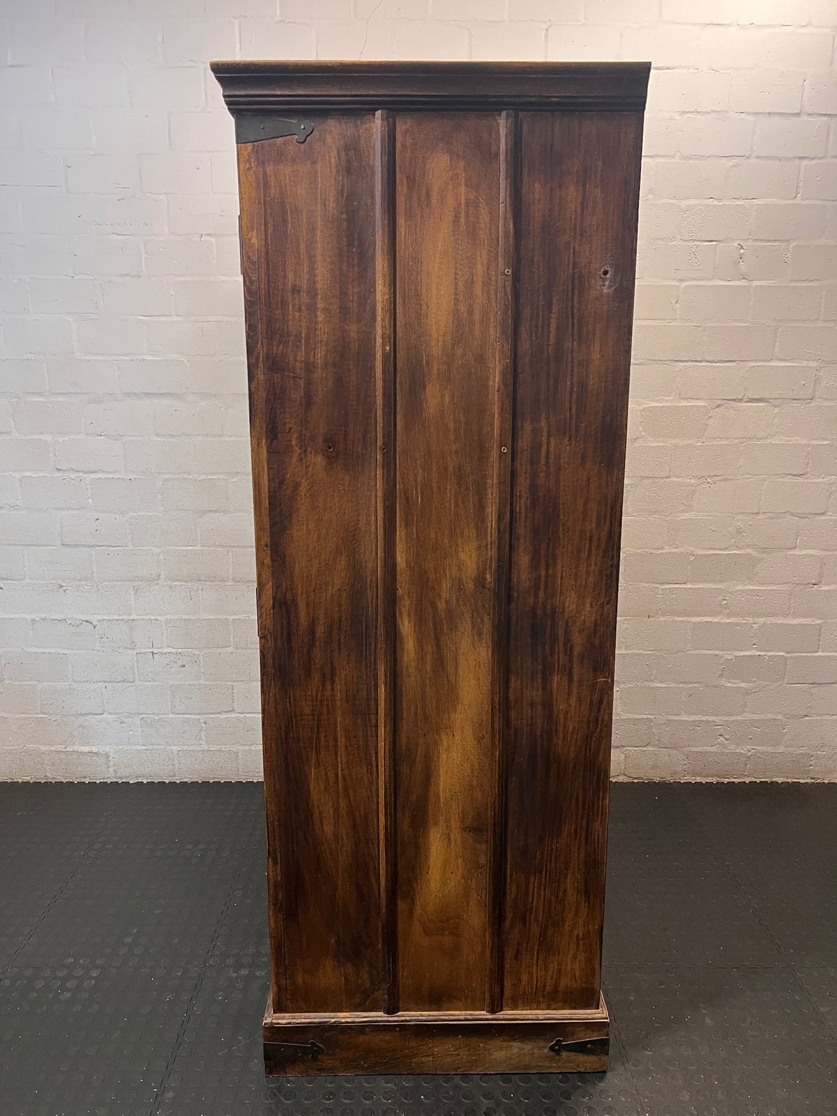 Carved Indian Teak Double Door Armoire — Good Working Order – condition detail