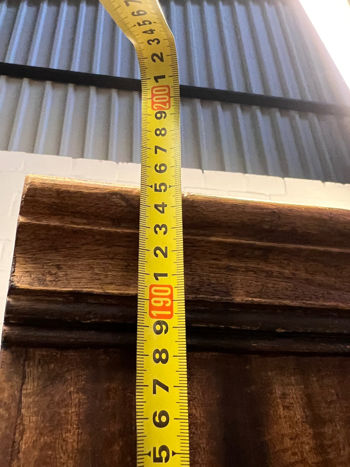 Carved Indian Teak Double Door Armoire — Good Working Order – height measurement