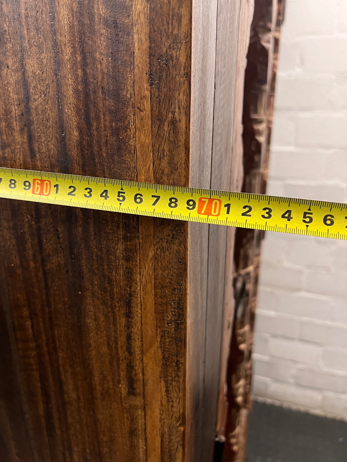 Carved Indian Teak Double Door Armoire — Good Working Order – width measurement