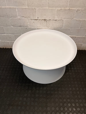 Round White Pedestal Coffee Table — Good Working Order – main front view
