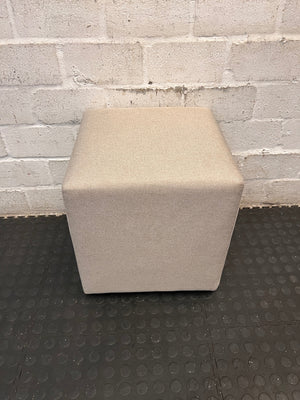 Square Beige Fabric Ottoman — Good Condition – condition detail