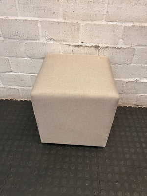 Square Beige Fabric Ottoman — Good Condition – main front view
