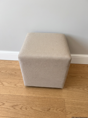 Square Beige Fabric Ottoman — Good Condition – styled product image