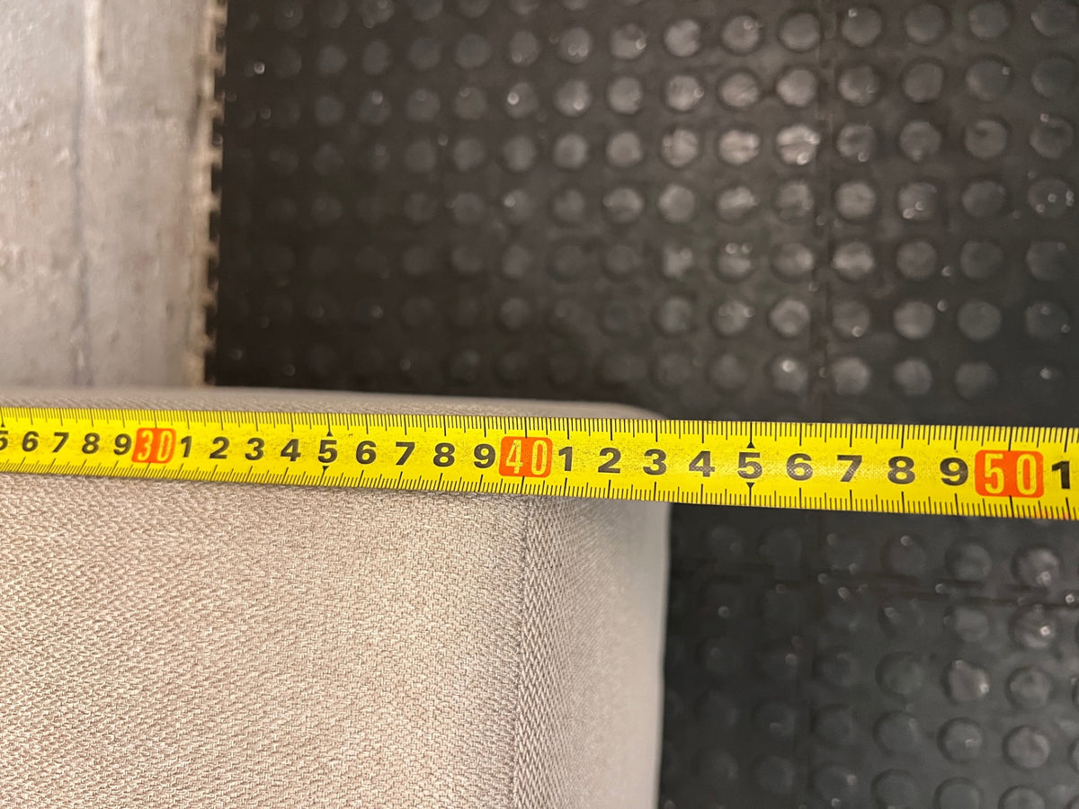 Square Beige Fabric Ottoman — Good Condition – width measurement