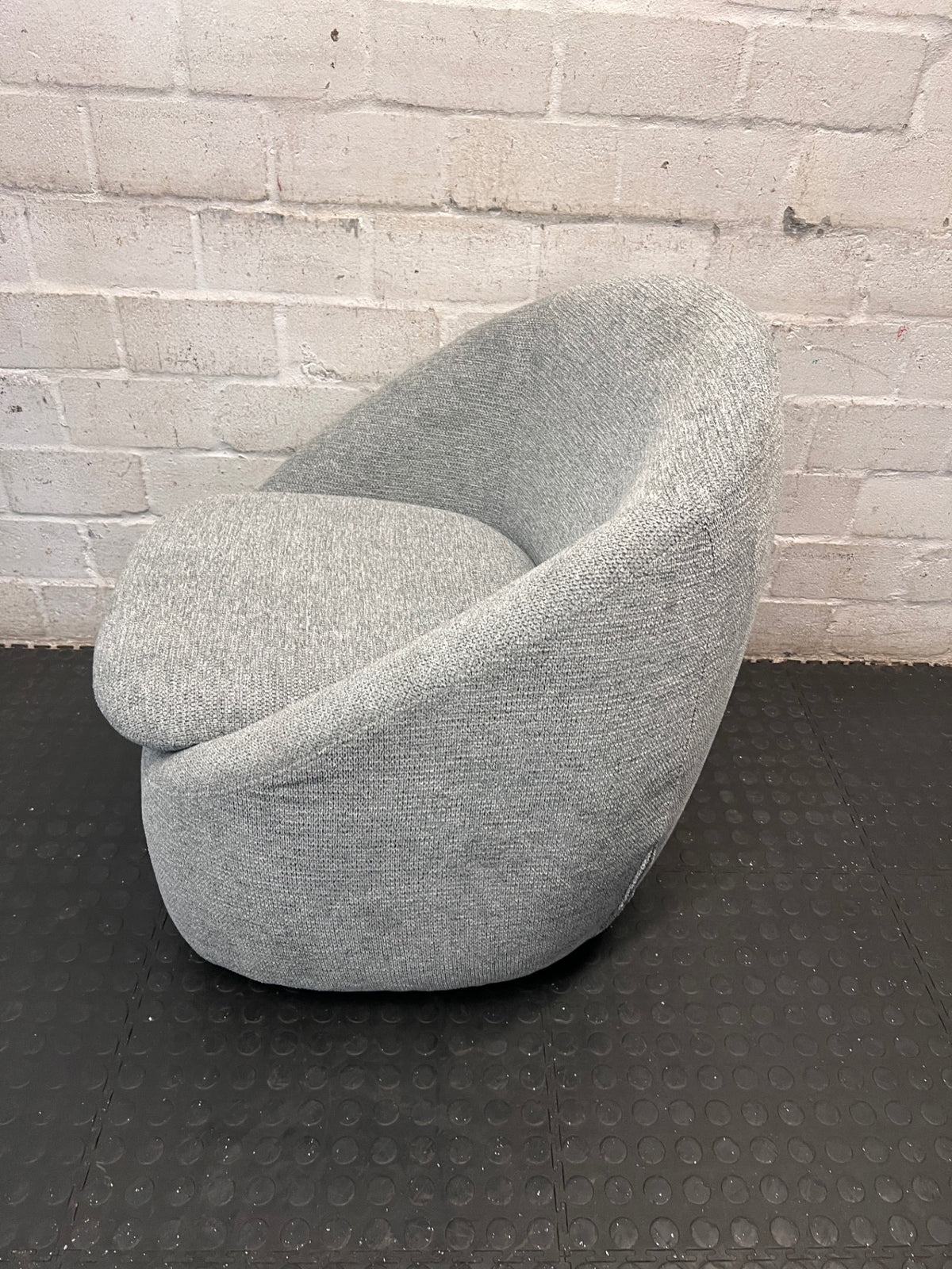 Grey Fabric Swivel Tub Chair — Good Working Order – side view