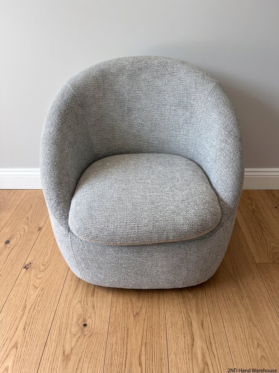 Grey Fabric Swivel Tub Chair — Good Working Order – styled product image