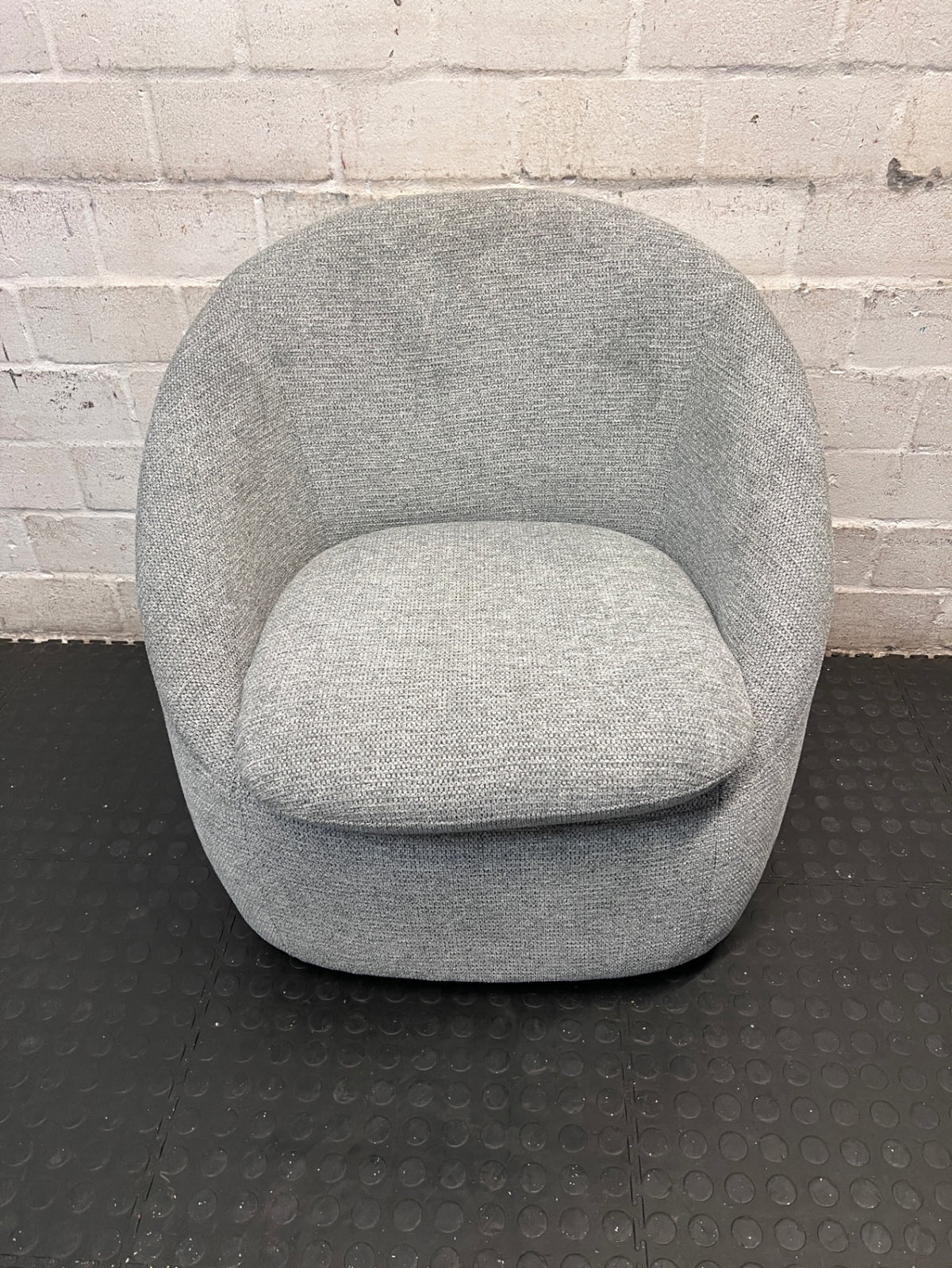 Grey Fabric Swivel Tub Chair — Good Working Order – top view