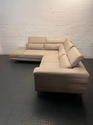 Cielo Beige Corner Couch with Daybed and Adjustable Headrests — Very Good Condition – main front view
