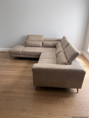 Cielo Beige Corner Couch with Daybed and Adjustable Headrests — Very Good Condition – styled product image