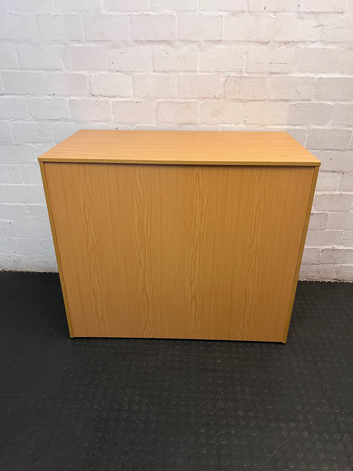 Optiplan 3-Drawer Filing Cabinet in Oak Finish — Good Condition with Keys – back view