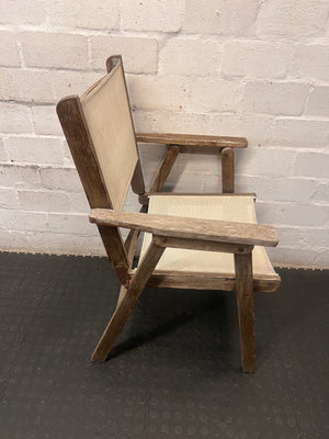 Wooden Director Style Outdoor Chair with Canvas Seat – back view