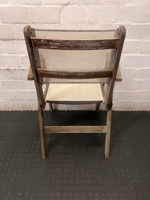 Wooden Director Style Outdoor Chair with Canvas Seat – condition detail