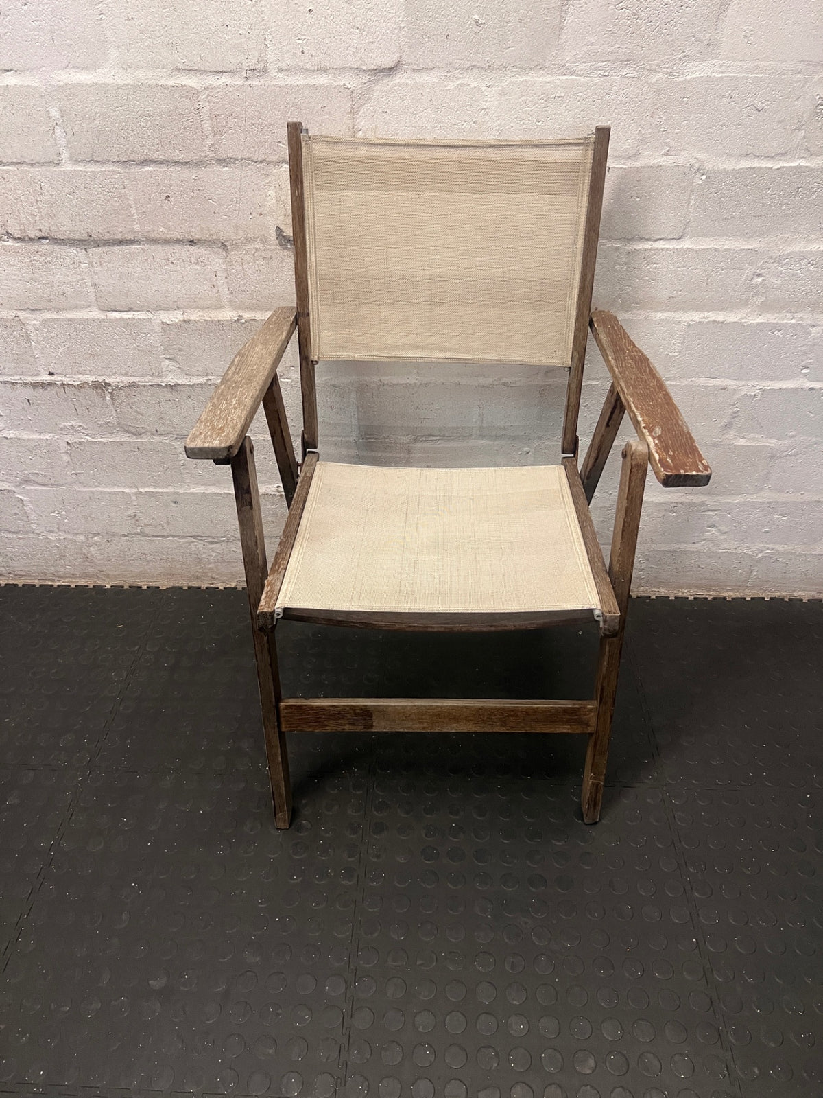 Wooden Director Style Outdoor Chair with Canvas Seat – main front view